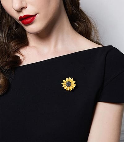 Zonnebloem Broche - Bloem Speld - Kleding Versieren - Legering Materiaal - 3.2 cm - Geel