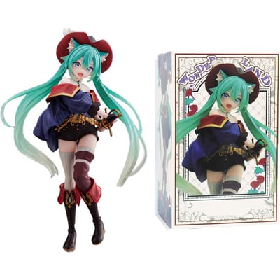 18CM Hatsune Miku Anime Model Kawaii PVC Figuur Pop Actie Verhaal Wonderland Poes met Laarzen Verzamel Ornamenten Kerst Speelgoed Cadeaus