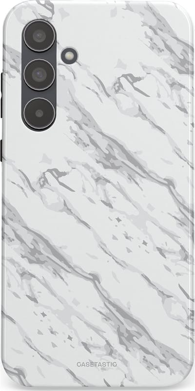 Casetastic hoesje geschikt voor Samsung Galaxy A55 - Dubbellaagse bescherming - Arctisch Marmer - Fashion Case - Wit Lichtgrijs