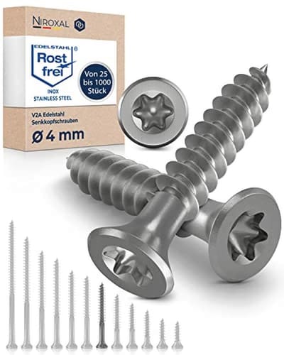 Verzonken Houtschroeven RVS 4 x 40 mm - 400 Stuks Torx V2A - Sterke en Duurzame Schroeven voor Spaanplaat en Hout