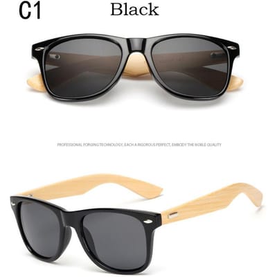 Trendy Bamboe Hout Retro Rechthoekige Bril Voor Mannen En Vrouwen Premium Designer Zonnebril Houten Rijden Vissen UV Bescherming 400 Bril gray
