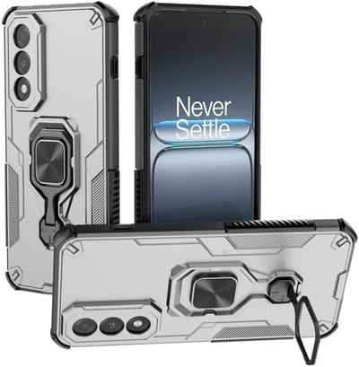 MobyDefend Hoesje - Geschikt voor OnePlus Nord 5 - Dubbelgelaagde Pantsercase Met Standaard - Zilvergrijs