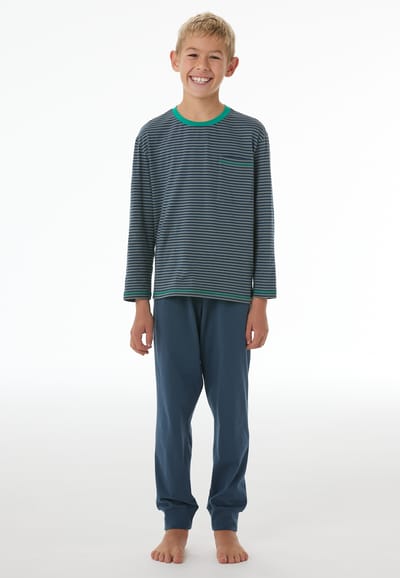 Lange pyjama met manchetten, streepjes, salie - Nightwear 98