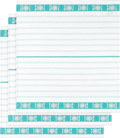 De Witte Lietaer Theedoek BML, Aqua - 3 stuks - 65 x 65 cm - Katoen