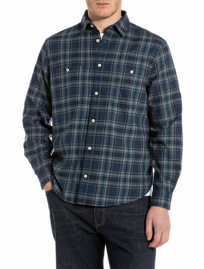 Replay M4150.000.52812 Overhemd Met Lange Mouwen Blauw L Man