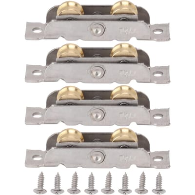 Ensemble de 4 rouleaux de porte-fenêtre coulissante en acier inoxydable et cuivre, roulement à billes