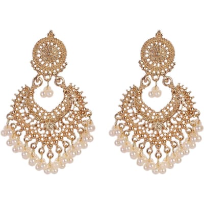 Nieuwe Etnische Goudkleurige Indiase Jhumka Oorbellen voor Vrouwen Hanger Hartvorm Kralen Kwastje Oorbel 2023 Vintage Brincos Zirkoon beige