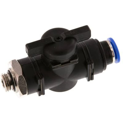 10 mm - G1/4'' Kunststof/Messing rechte 2-Weg Kogelkraan
