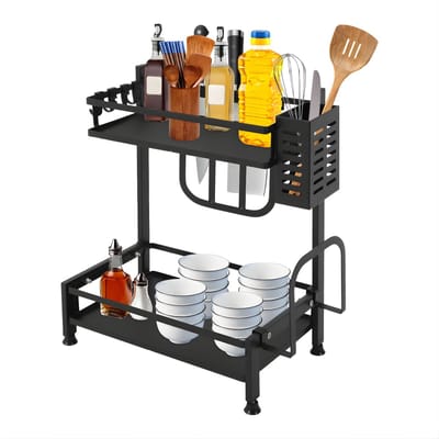 Keuken orginazer - Aanrechtorganizer - Opbergrek – Voor keuken en aanrecht – 2-laags - Zwart