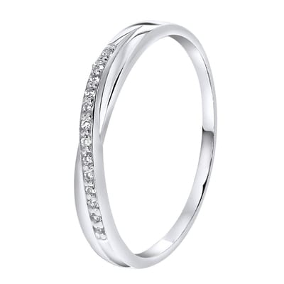 Lucardi Dames Ring met zirkonia - Ring - Cadeau - Echt Zilver - Zilverkleurig