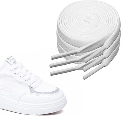 3 Paar Witte Veters 8mm Breed, 140 cm Lang, Plat en Scheurvast, Vervangende Schoenveters voor Sportschoenen, Hardloopschoenen en Trainers