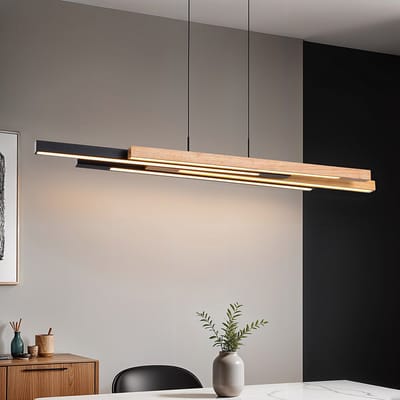 LumenXL Dimbare design hanglamp zwart - licht hout - Liana