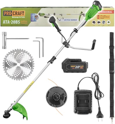Procraft ATA-20BS accu-bosmaaier 20 V 420 mm borstelloos + 1x accu 4,0 Ah + oplader