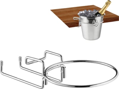 wijnkoeler houder - tafelbeugel voor ijsemmer 18 cm - ruimtebesparend - zilver