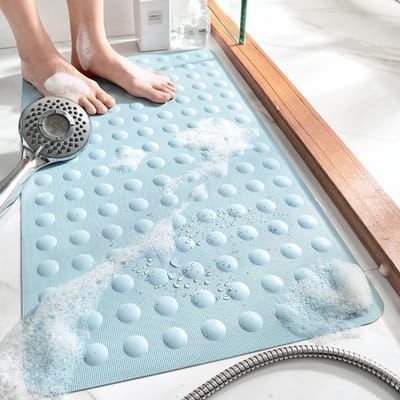 Set van 1 stuk - Antislipmat - Antislip badmat - Antislip douchemat - Sterke zuignap en gestructureerd oppervlak - Niet giftig en geurloos - Geschikt voor baby's en volwassenen - Geschikt voor kinderen, ouderen en honden - 40*70 cm - Blauw