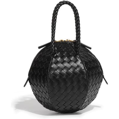 Handgeweven Tassen, Kleine Ronde Tassen met een Gevoel voor Textuur, Trendy Dames Hand-held Schoudertassen black