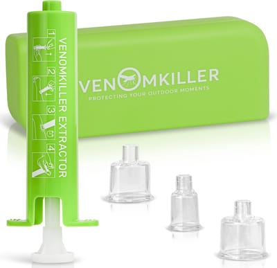 VENOMKILLER – Uitzuigpomp Insecten – Gifzuiger – Uitzuigpompje Muggenbeten & Wespensteken – Insectenbeetheler - 3 Opzetstukken - Tegen Insectenbeten