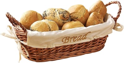 Broodmand - Mand met voering - Brood bewaren - Gevlochten design - 28 cm breed - Natuurlijk