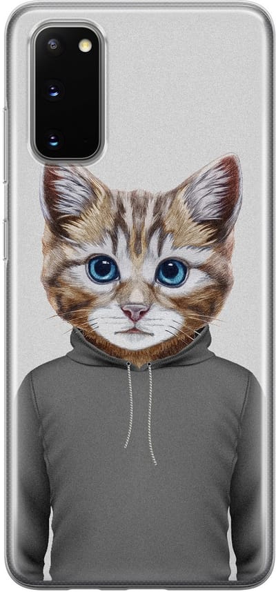 Leuke Telefoonhoesjes - Hoesje geschikt voor Samsung Galaxy S20 - Kat schattig - Soft case - TPU - Kat - Grijs