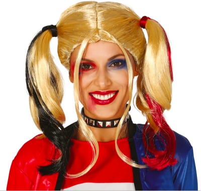 Fiestas Guirca - Pruik Blonde Staarten met strepen - Halloween Pruik - Halloween accessoires - Halloween outfit - Pruiken - enge pruiken