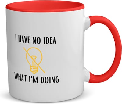 Akyol - i have no idea what i am doing koffiemok - theemok - rood - Quotes - geen idee wat ik doe - grappige tekst - quotes - verjaardagscadeau - verjaardag - cadeau - kado - geschenk - gift - 350 ML inhoud
