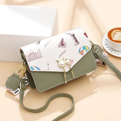 Nieuwe Handtas met Hoge Uitstraling, Mode, Kleurblokkering, Grote Capaciteit, Crossbody Tas met Print, Trend Dames Tas . white