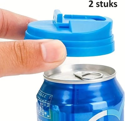 2 Stuks Siliconen Blikdeksels I Sluiting Van Drankblikjes I Blikjes Dop I Lijkvrije Afdichting I Met Schenkopening I BPA Vrij I Universeel I Blauw