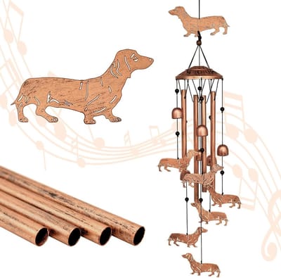 Windspel Dackel voor Buiten, Weerbestendige Tuin Decoratie, Hangend Tuinaccessoire voor Balkon en Terras, Hondenliefhebbers Deko voor Tuin en Deur