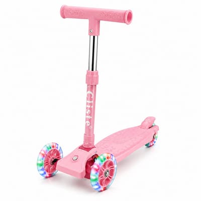 Cliste Kinderstep - 3 wielen Step - Speelgoed voor kinderen van 3+ - tot 50kg - LED verlichting in de wielen - hoogte verstelbaar 65-70-75-80 cm - Roze