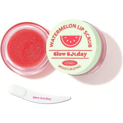 Slow Sunday™ Watermeloen Lip Scrub, Verzorgt Gebarsten Lippen, Verbetert Lippenlijntjes, Ve, Fruitsmaak