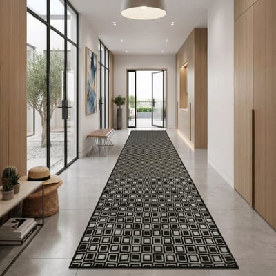 FLOORDIREKT Tapijtloper Naas - Met Patroon - Op Maat gemaakte Fijne Lus Tapijtloper Voor Keuken, Hal & Woonkamer - 80 x 250 cm