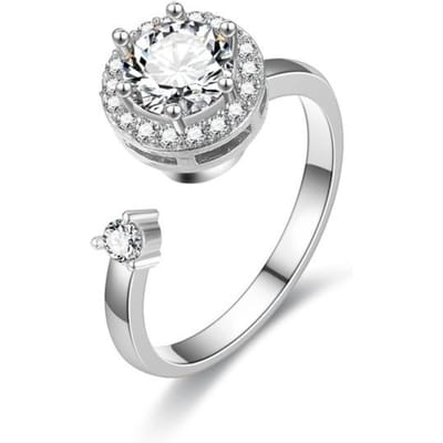 Trendy Bloemen Boze Ogen Fidget Ring Voor Vrouwen Anti Stress Verstelbare Kristal Zirkoon Spinner Angst Ring Dames Mode Sieraden
