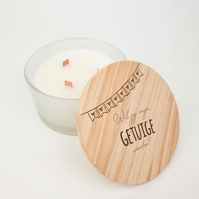 Geurkaars - GROOT - 3 houten wieken - XL - Getuige vragen - Wil je mijn getuige zijn - Getuige vragen cadeau - Getuigen vragen huwelijk - Getuige trouw - slinger