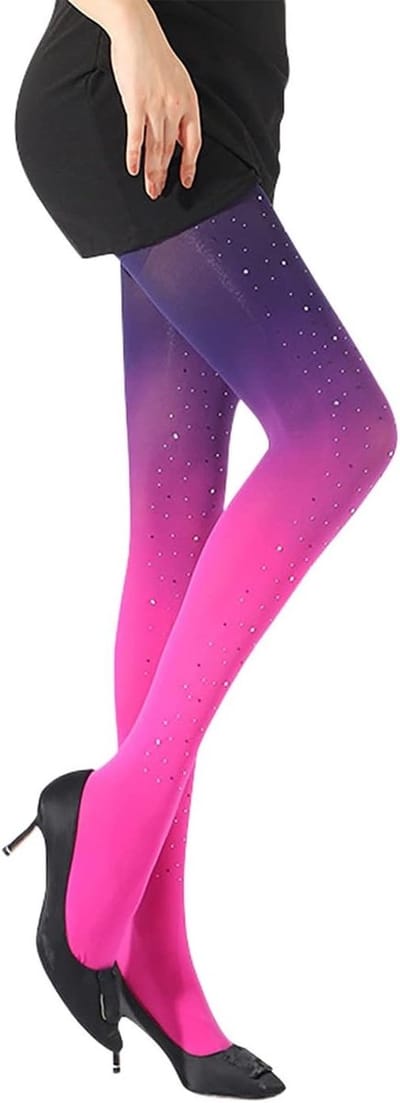 Sparkling Rhinestone Pantyhoses - Sexy Mesh Hoge Taille Kousen voor Vrouwen en Meisjes, Violet Bling, Lilac, 12
