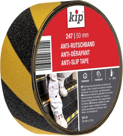 Kip 247 Antislip tape - Grote kleefkracht - UV Bestendig - Voor binnen en buitengebruik - Zwart / Geel - 50 MM