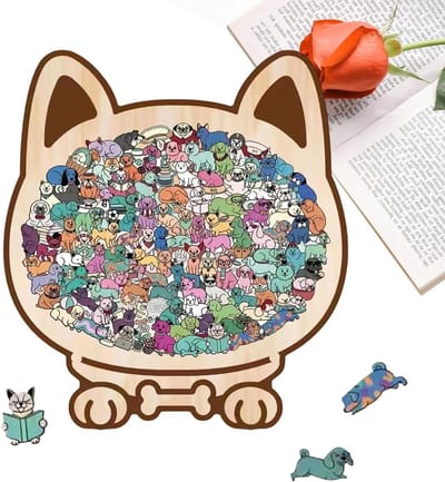 Houten Puzzel - Dierenpuzzel - Ontspannend Spel - Morandi Kleuren - 115 Stukjes - Macaron