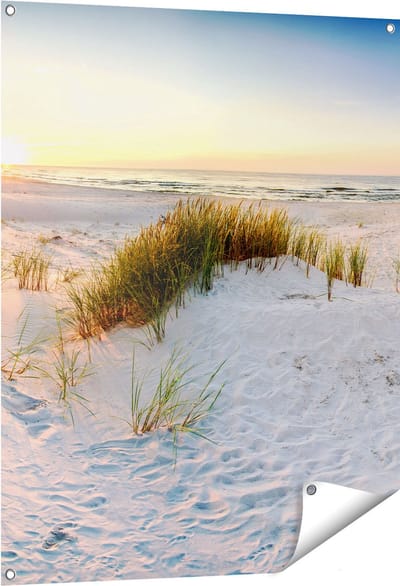 Gards Tuinposter Strand en Duinen tijdens Zonsondergang - 80x100 cm - Tuindoek - Tuindecoratie - Wanddecoratie buiten - Tuinschilderij