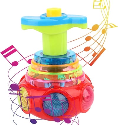 Muziektol Speelgoed - Lichtgevende Tol - Kinderspel - Met Muziek Licht - Ca. 8 cm - Willekeurig