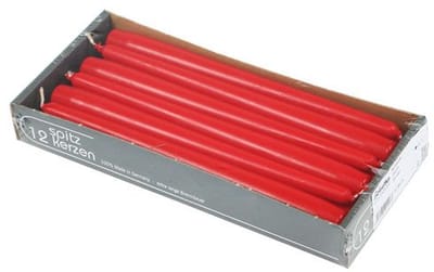 Conische kaarsen 250/23 robijn (12 stuks)