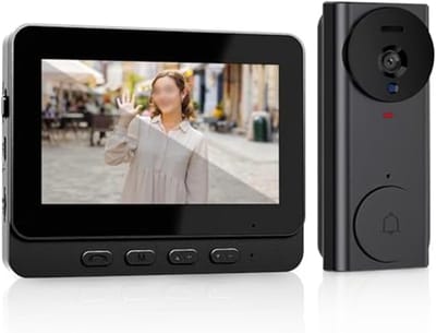 Videodeurbel Camera - Slimme Deurbel - Thuisbeveiliging - 170 Graden Kijkhoek - 4.3 Inch Monitor - Zwart