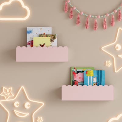 Wandplankenset Vestnes 2-delig 40x10x10 cm roze [en.casa]