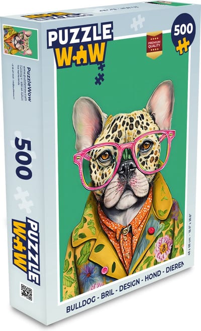 Puzzel Bulldog - Bril - Design - Hond - Dieren - Legpuzzel - Puzzel 500 stukjes