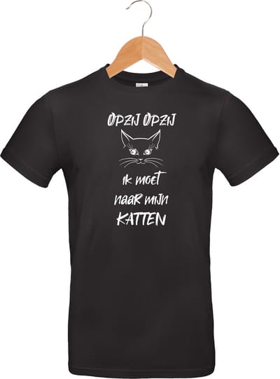 mijncadeautje - T-shirt unisex - zwart - opzij opzij ik moet naar mijn - Katten - maat S