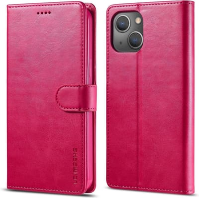 LC.IMEEKE Hoesje - Geschikt voor iPhone 15 Hoesje - LC.IMEEKE Luxe Book Case - Roze