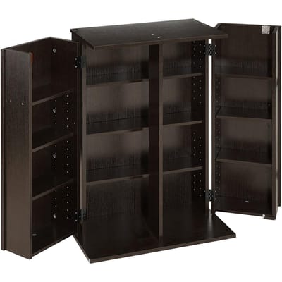 Meuble de rangement pour médias, Organisateur d'étagères DVD à 4 niveaux, 610 x 368 x 846 mm Organisateur de rangement multimédia pour CD, DVD, Livres, Jeux, Étagère à CD pour salon