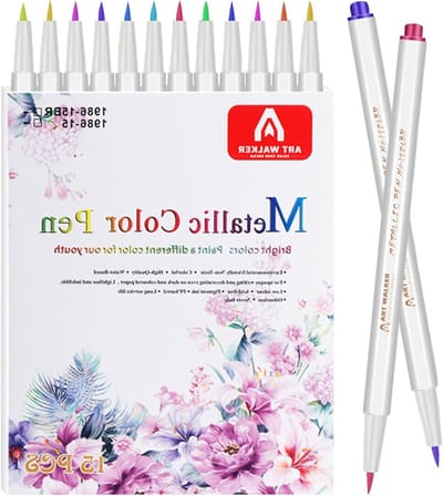 Set van 15 Metallic Markers - Waterdichte Acrylstiften voor Gastenboek, Scrapbooking en Kunstprojecten op Zwart Papier