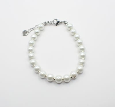 Colure® armband glasparels white 6mm zilveren Miyuki gecombineerd