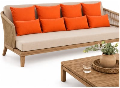 Anna Collection Bank/tuin kussens set - binnen/buiten - 8x stuks -oranje - In 2 formaten laag/hoog