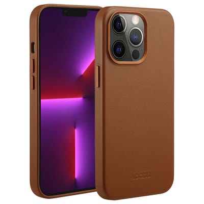 Accezz Hoesje - Geschikt voor iPhone 13 Pro - geschikt voor MagSafe Leather Backcover - Sienna Brown