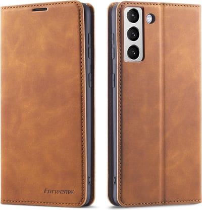 Luxe PU leren Bookcase geschikt voor Samsung Galaxy S24 | Hoogwaardig Leren Hoesje | Telefoonhoesje | Portemonnee | Bruin